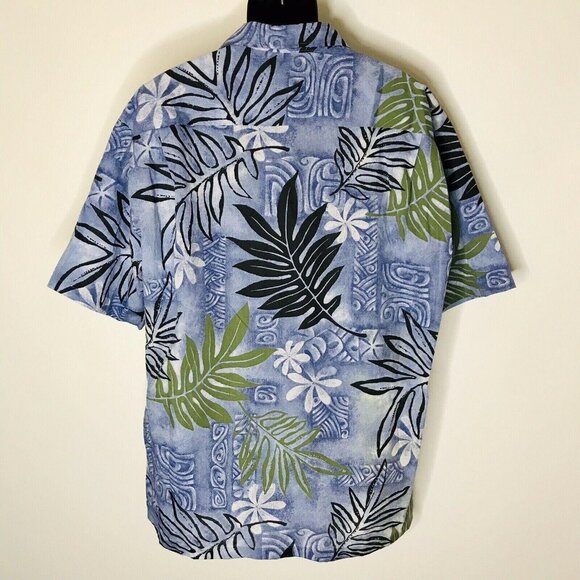 Vintage Howie Hawaiian Shirt Mens 2XL Aloha Floral Vacation Short Sleeve Blue - Picture 2 of 6